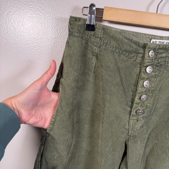We the Free Corduroy Pants Size 26 Button Fly Pleated Straight Leg High Rise - Picture 6 of 10